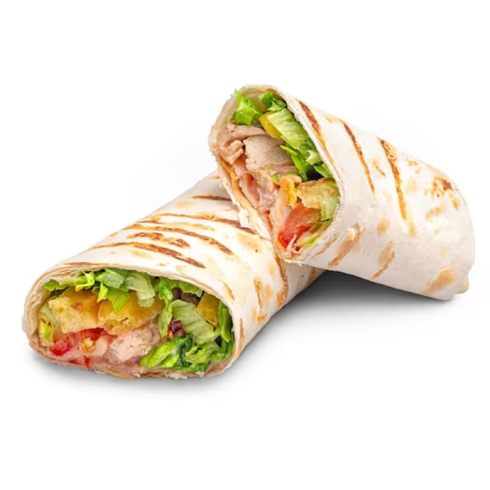 OG Wrap, Tortilla bread, juicy & crispy chicken, iceberg, garlic mayo & chilli garlic, Sufraq Karachi
