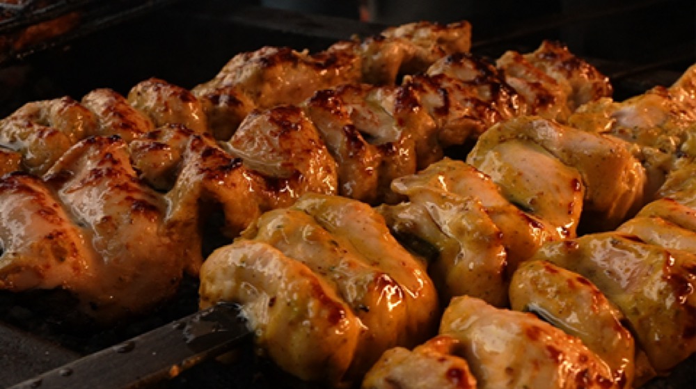Shish Taouk Boti, Yogurt, lemon and garlic marinated chicken cubes, skewered and flame-grilled, Sufraq Karachi